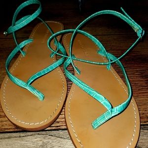 Ann Taylor Ankle Wrap Leather Sandal